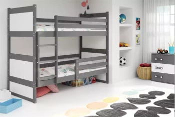 Patrová postel pro mládež RICO 90X190 s matrací, grafitová/bílá