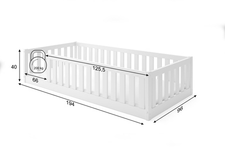 Dětská jednopatrová postel 90x190 - Bella Sima bílá