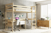 Patrová postel pro mladé - mezanin z přírodního dřeva 90x200
