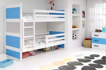 Patrová postel pro mládež RICO 90X190, bílá/modrá