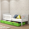 KUBUŚ 90X200 jednolůžko pro mládež s matrací a zásuvkou, bílá/zelená
