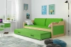90 X 200 \ Pine \ Zásuvka + přistýlka \ Zelená \ S matrací