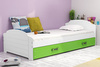 Jednolůžko pro mládež LILI 90X200 se zásuvkou, bílá/zelená
