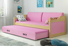 Výsuvná postel pro mládež DAWID 90X200 s matrací a zásuvkou, borovice/růžová