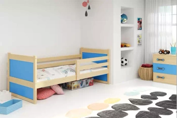 Jednolůžko pro dospívající Rico 90X190, borovice/modrá