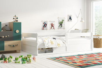 Dětská postel HUGO 80X160 s matrací a úložným prostorem, bílá