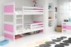 Patrová postel pro mládež RICO 90X200 s matrací, bílá/růžová