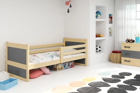 Jednolůžko pro mládež RICO 90X200 s matrací, borovice/grafit