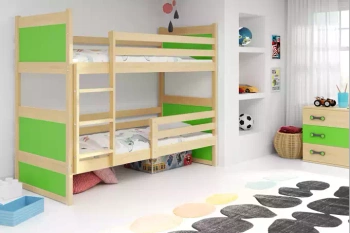 Patrová postel RICO 90X190, borovice/zelená
