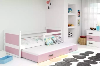 Dospívající postel Rico 90x190 s matrací a zásuvkou, bílá/růžová