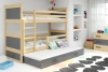 Trojlůžko pro mládež RICO 90X200 s matrací a zásuvkou, borovice/grafit