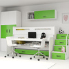 MAX 1 80X200 trojlůžko pro mládež s matrací a psacím stolem, zelené