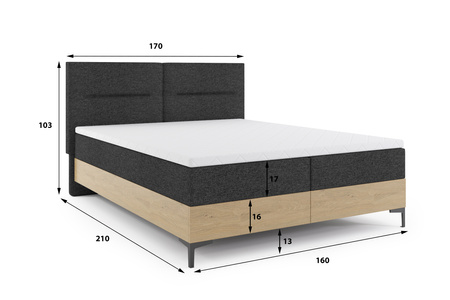 Kontinentální postel 160x200 s kontejnerem a dubovými matracemi Imperial