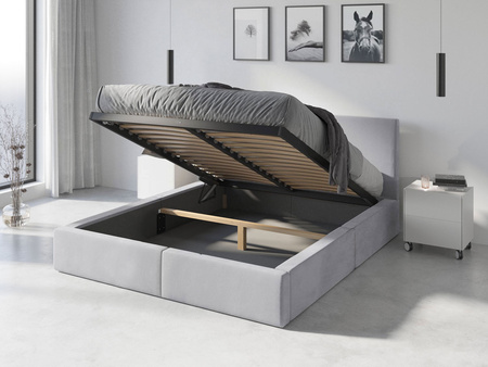 Čalouněná postel do ložnice HILTON 160X200 s úložným boxem, popelavě šedá