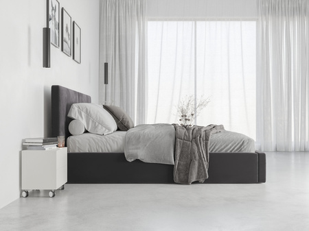 Čalouněná postel do ložnice HILTON 140X200 s úložným boxem, grafitová barva