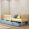 KUBUŚ 90X200 jednolůžko pro mládež s matrací a zásuvkou, borovice/modrá