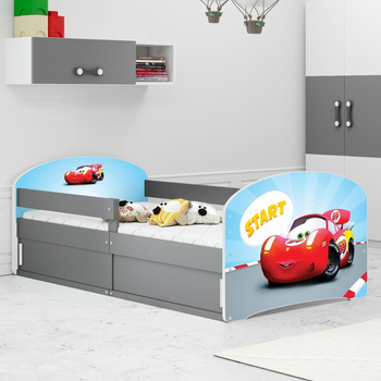 LUKI 1 80X160 jednolůžko s úložným prostorem, Autko, grafitová barva