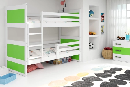 Patrová postel RICO 90X200 s matrací, bílá/zelená