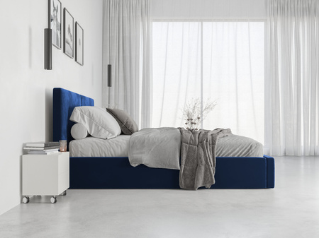 Čalouněná postel do ložnice HILTON 140X200 s úložným boxem, modrá