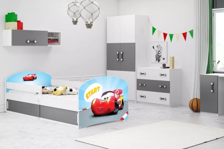 LUKI 1 80X160 jednolůžko s úložným prostorem, Car, bílá