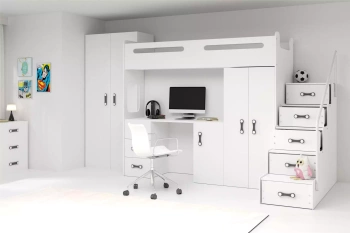 MAX 4 80X200 jednolůžko pro mládež s matrací a psacím stolem, bílé