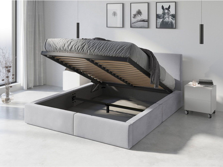 Čalouněná postel do ložnice HILTON 140X200 s úložným boxem, popelavě šedá