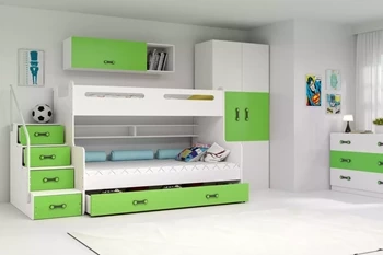 Patrová postel pro mládež MAX 3 120X200 se zásuvkou, zelená