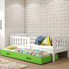 KUBUŚ 90X190 výsuvná postel pro mladé se zásuvkou, bílá/zelená