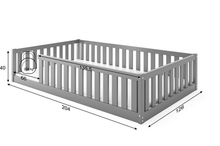 Dětská jednopatrová postel 120x200 - Bella Sima grafitová