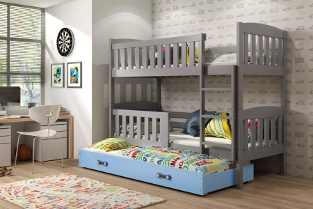 Postel KUBUŚ 90X200 se zásuvkou, grafit/modrá