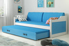 Výsuvná postel pro mládež DAWID 90X200 s matrací a zásuvkou, bílá/modrá