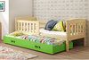 Výsuvné lůžko pro mládež KUBUŚ 90X200 se zásuvkou, borovice/zelená