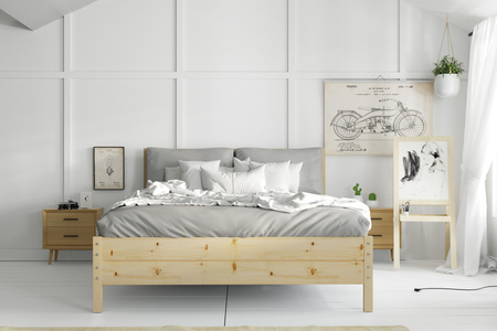 Dřevěná postel 140x200 - kontinentální borovice se zvedacím rámem