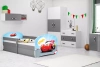 LUKI 1 80X160 jednolůžko s matrací a úložným prostorem, Car, grafitová barva